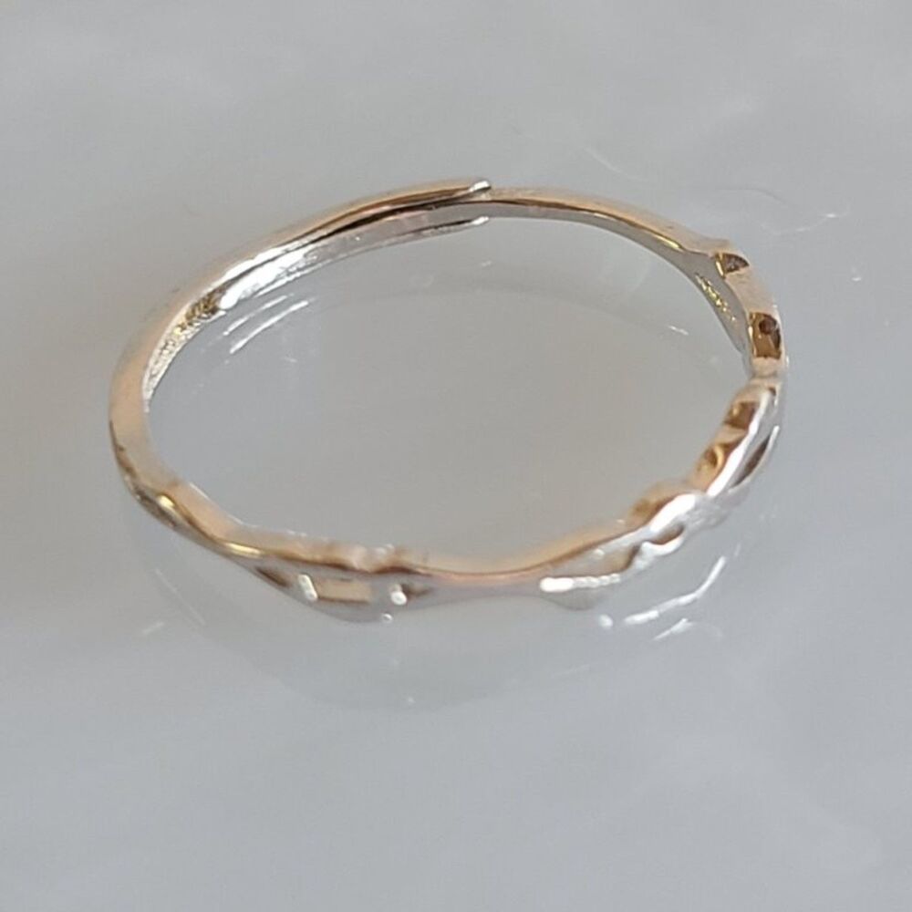 Sterling Silver Twisted Open Band Ring 925 Adjustable Minimalist Size 7